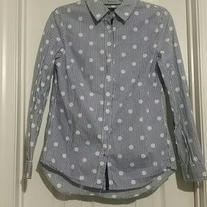 MAX JEANS XS PINSTRIPE POLKA DOT SHIRT NWOT